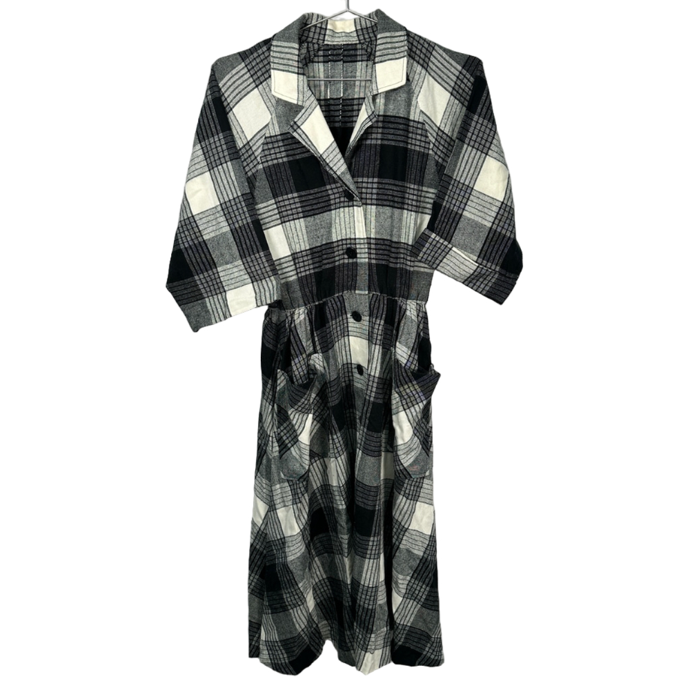 Vintage 50's Fit and Flare Plaid Shirt Dress Small